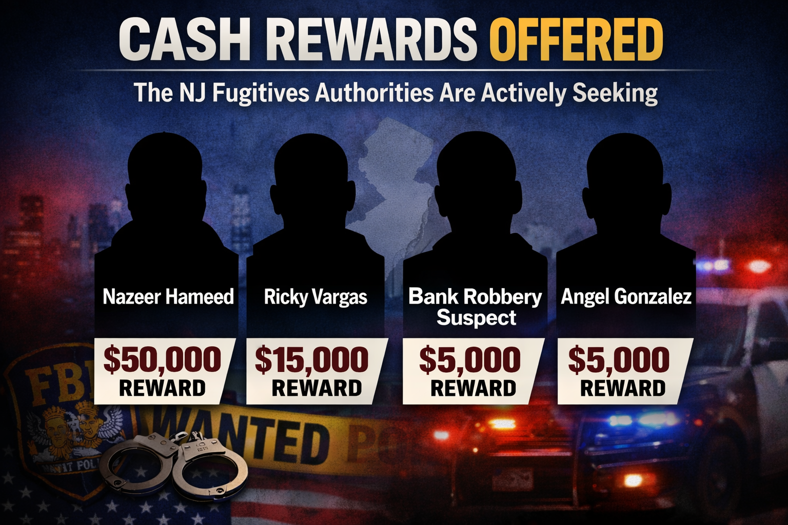 Cash Rewards Offered: The NJ Fugitives Authorities Are Actively Seeking